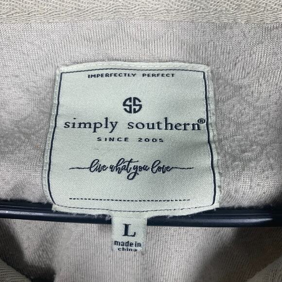 Simply Southern Sweater Womens Large Pullover Beige Recycled Half Zip Casual - Picture 3 of 6
